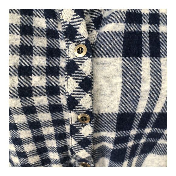 Soft Surroundings Plaid Oversized Long Line Super Soft Navy Gray Shacket Top Med - Picture 8 of 12